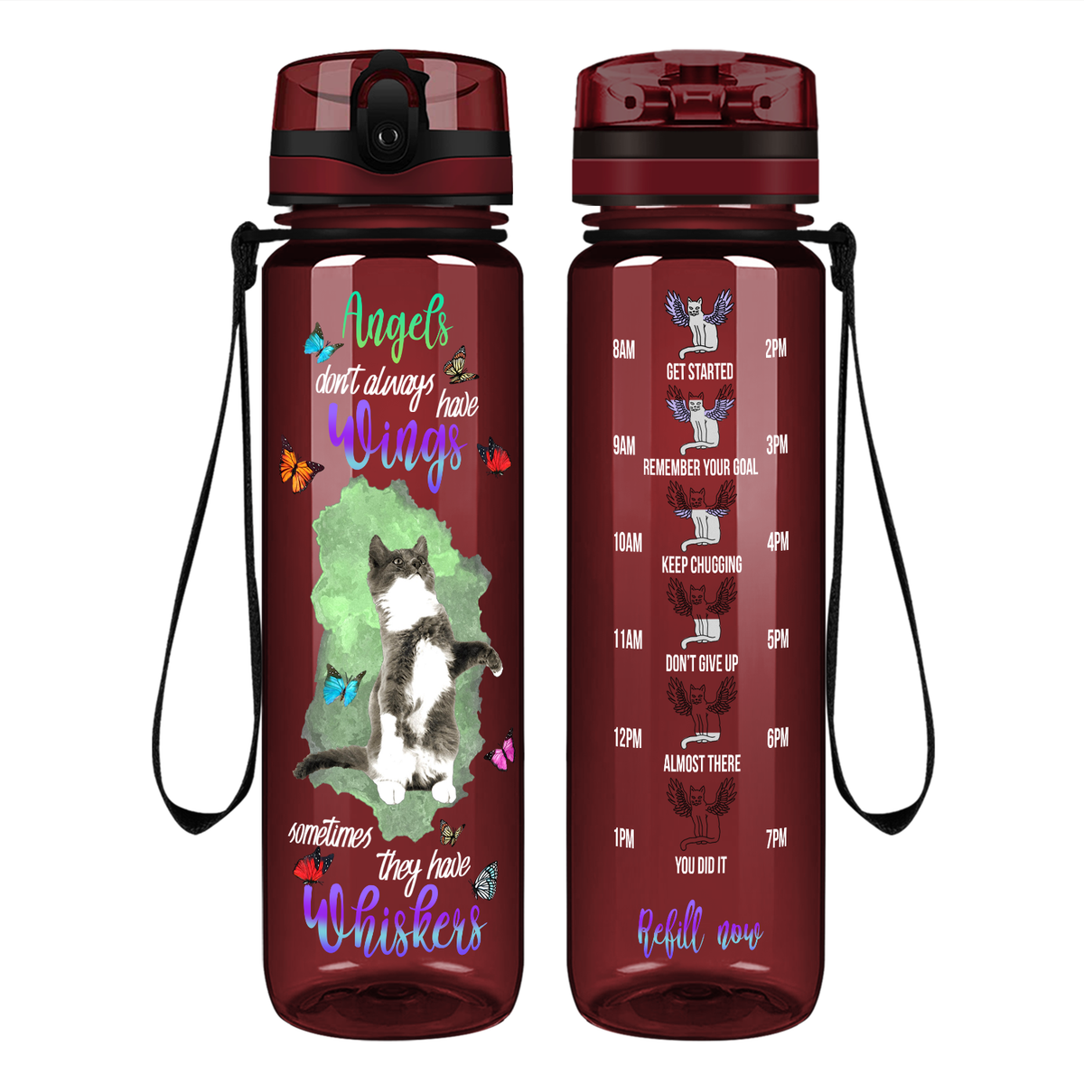 Angels Don't Always Have Wings on 32 oz Motivational Tracking Water Bottle