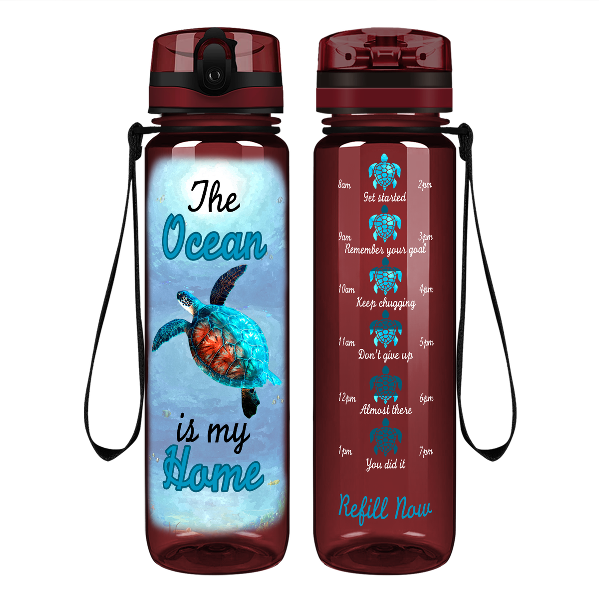 The Ocean Is My Home on 32 oz Motivational Tracking Water Bottle