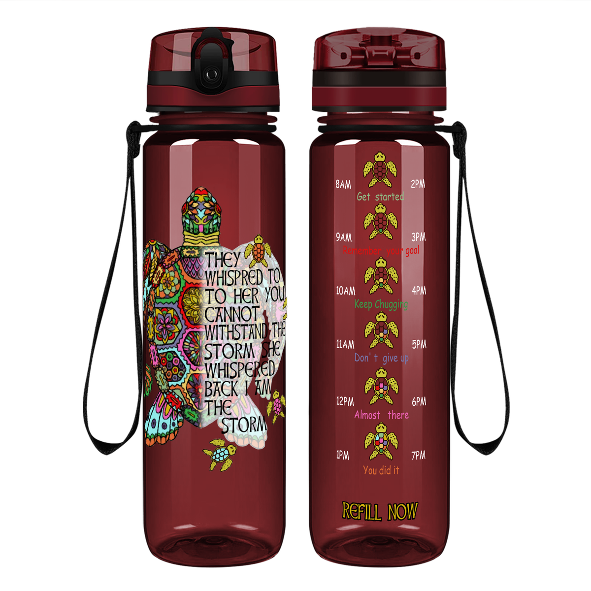 Turtle I am The Storm on 32 oz Motivational Tracking Water Bottle