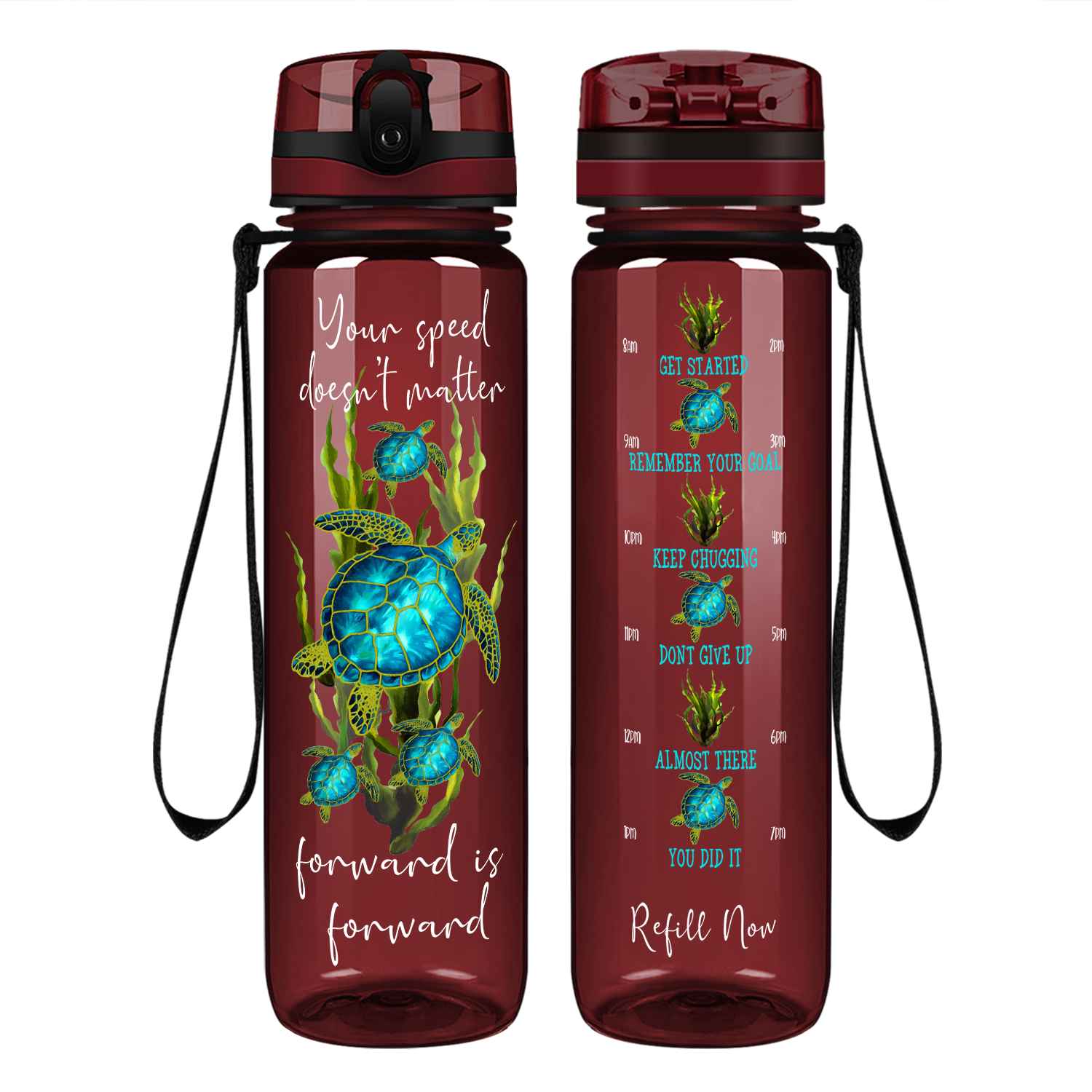 Your Speed Doesn't Matter Forward Is Forward on 32 oz Motivational Tracking Water Bottle
