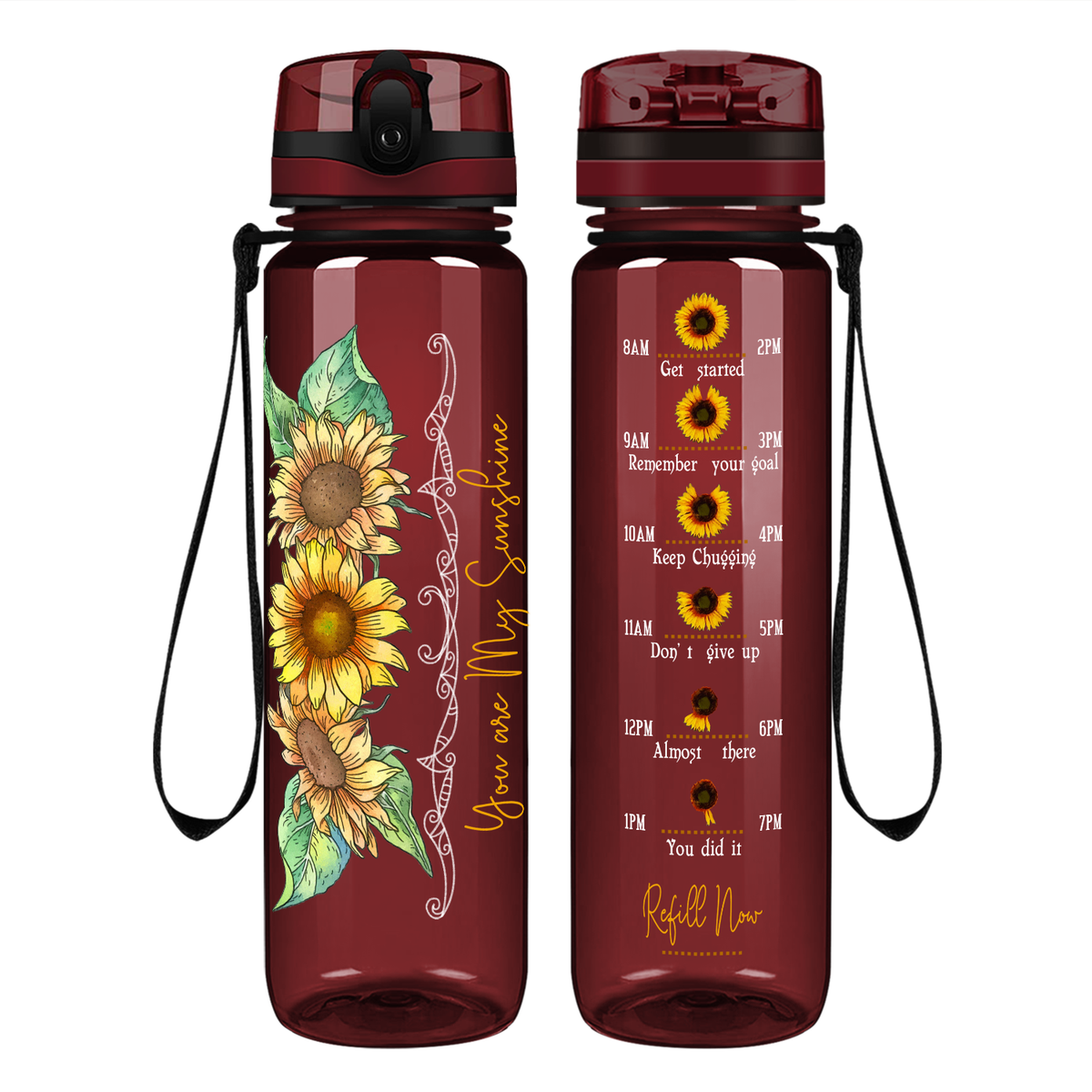 You Are My Sunshine Sunflowers Classic on 32 oz Motivational Tracking Water Bottle