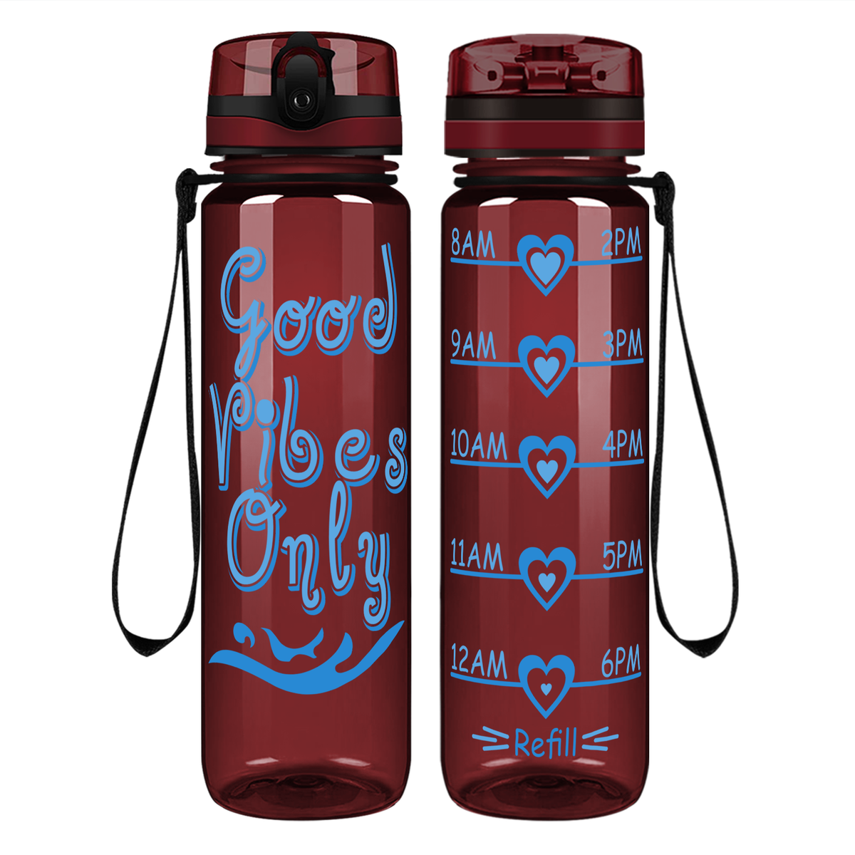 Good Vibes Only on 32 oz Motivational Tracking Water Bottle