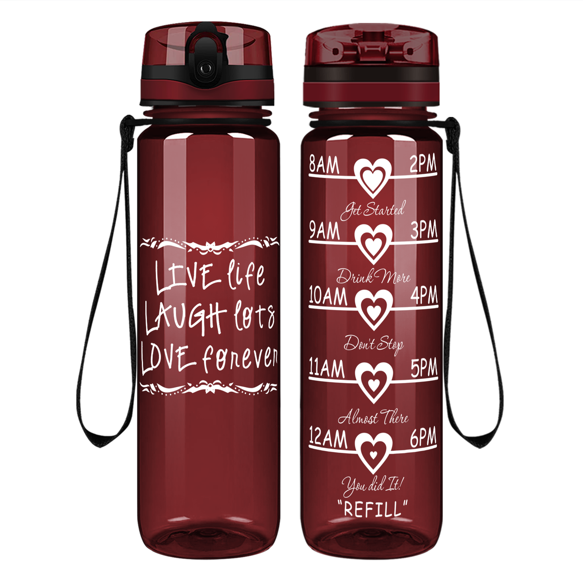Live Life on 32 oz Motivational Tracking Water Bottle