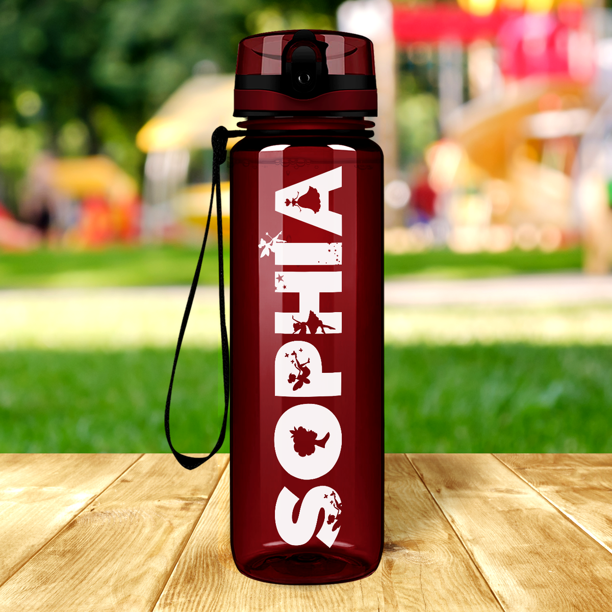 Kids Personalized on Maroon 32 oz Motivational Tracking Water Bottle