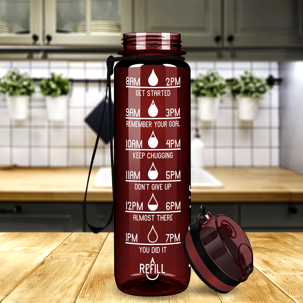 Cuptify Maroon Gloss 32 oz Motivational Water Bottle