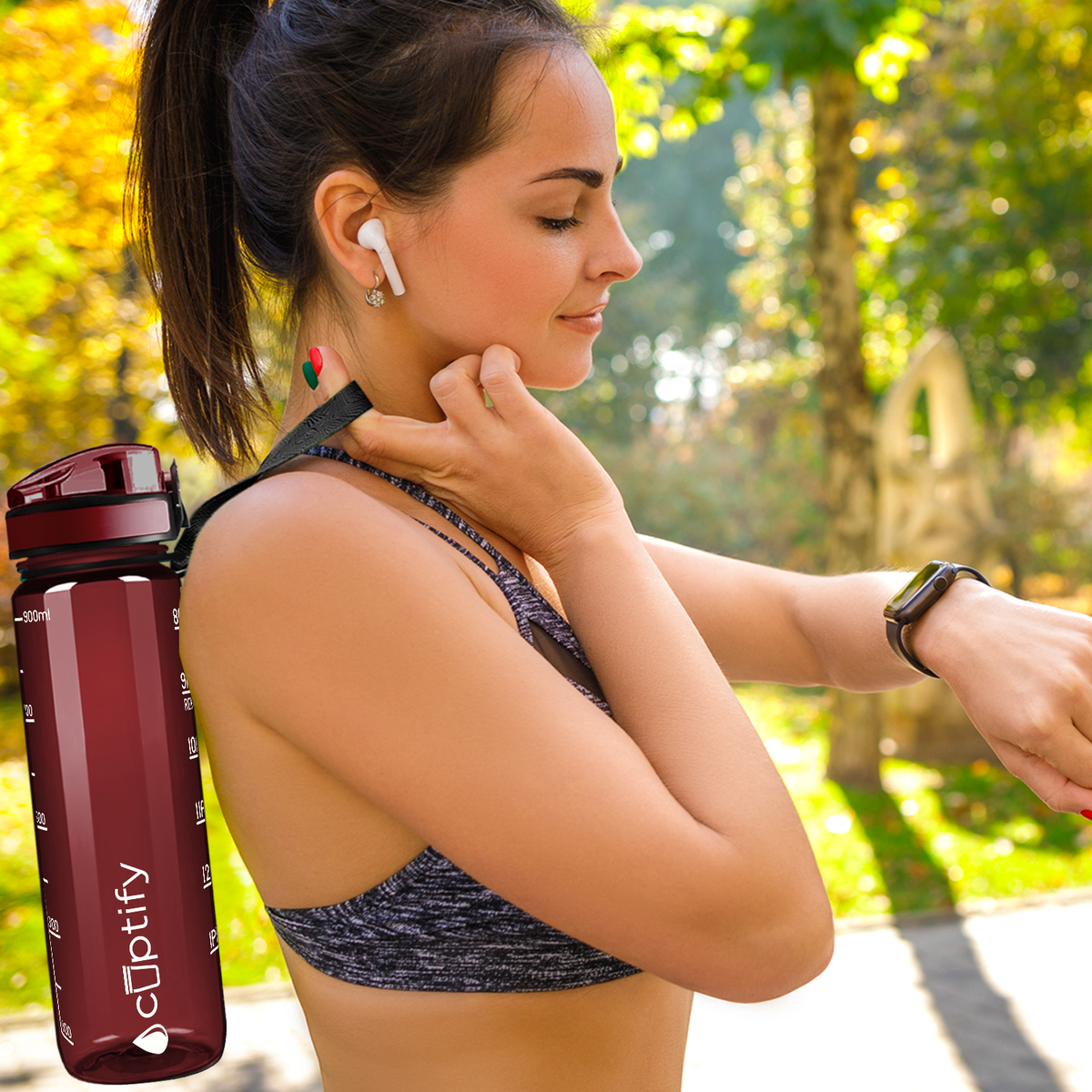 Cuptify Maroon Gloss 32 oz Motivational Water Bottle