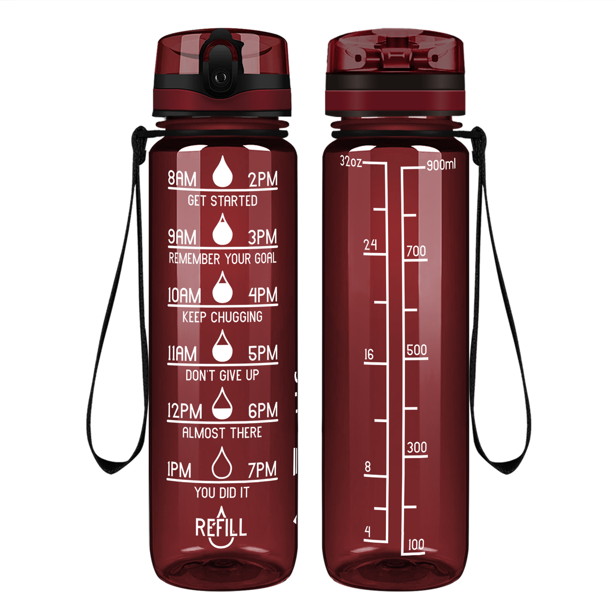 Cuptify Maroon Gloss Motivational Water Bottle
