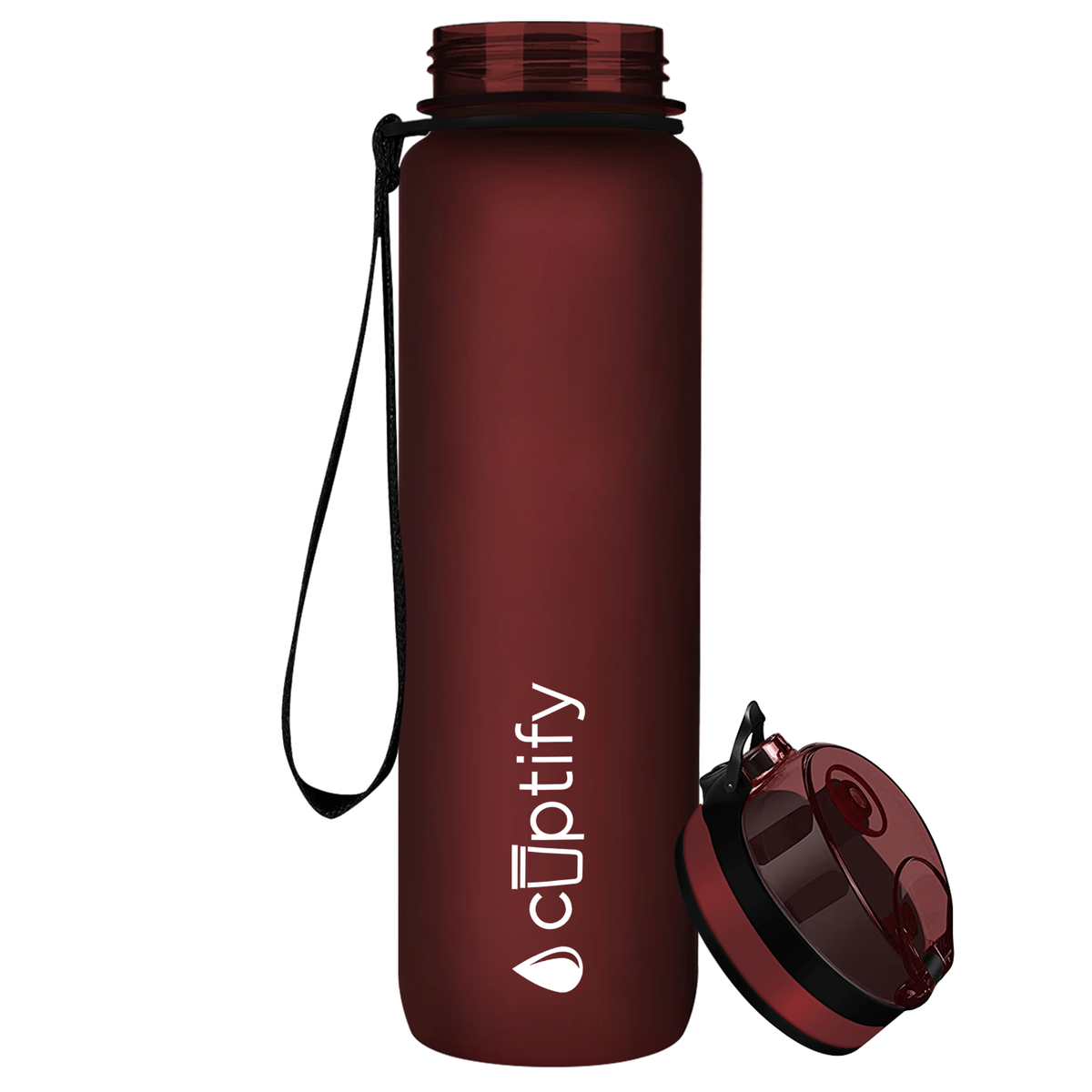 Maroon Frosted 32 oz Hydration Tracker Water Bottle