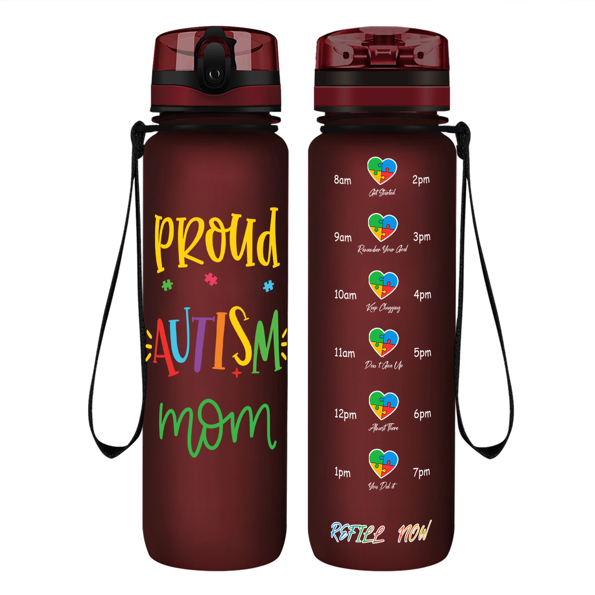 Proud Autism Mom on 32 oz Motivational Tracking Water Bottle