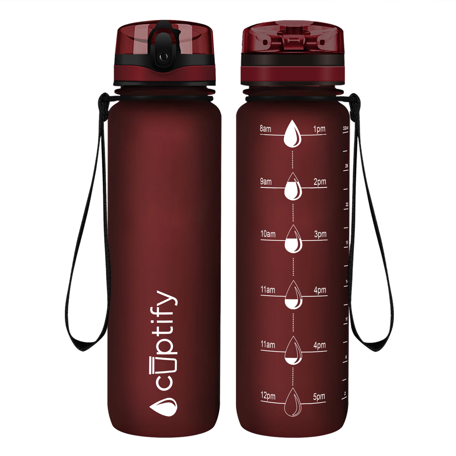 Cuptify Maroon Frosted Hydration Tracker Water Bottle
