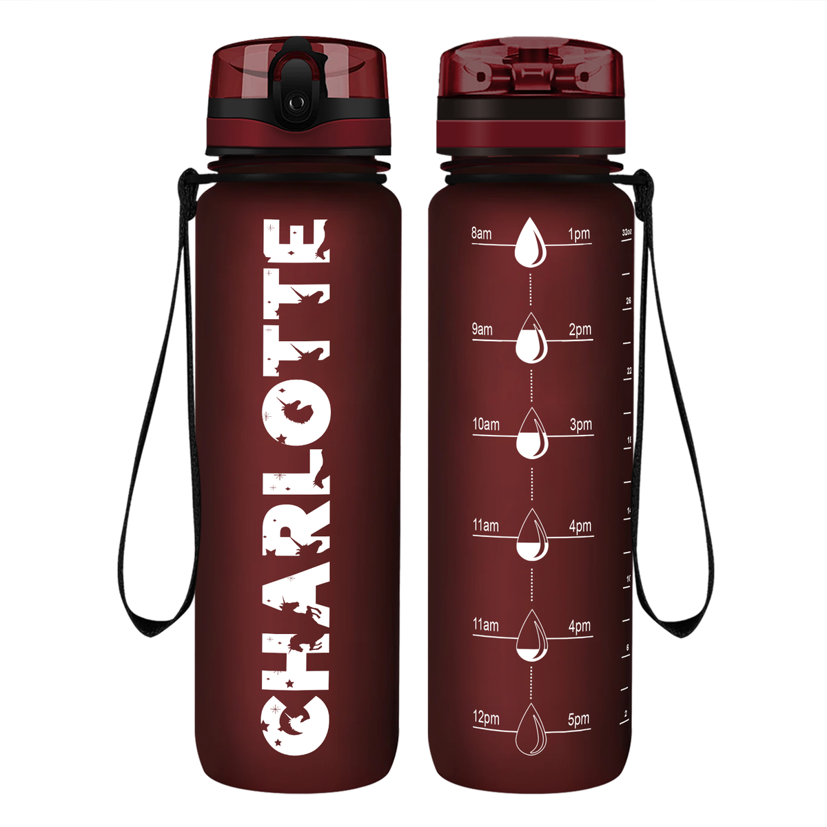Cuptify Kids Personalized on Maroon Frosted Motivational Tracking Water Bottle