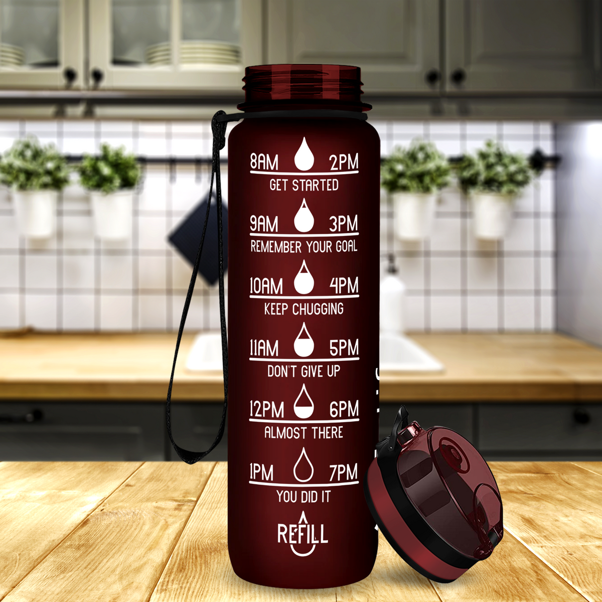 Cuptify Maroon Frosted 32 oz Motivational Water Bottle