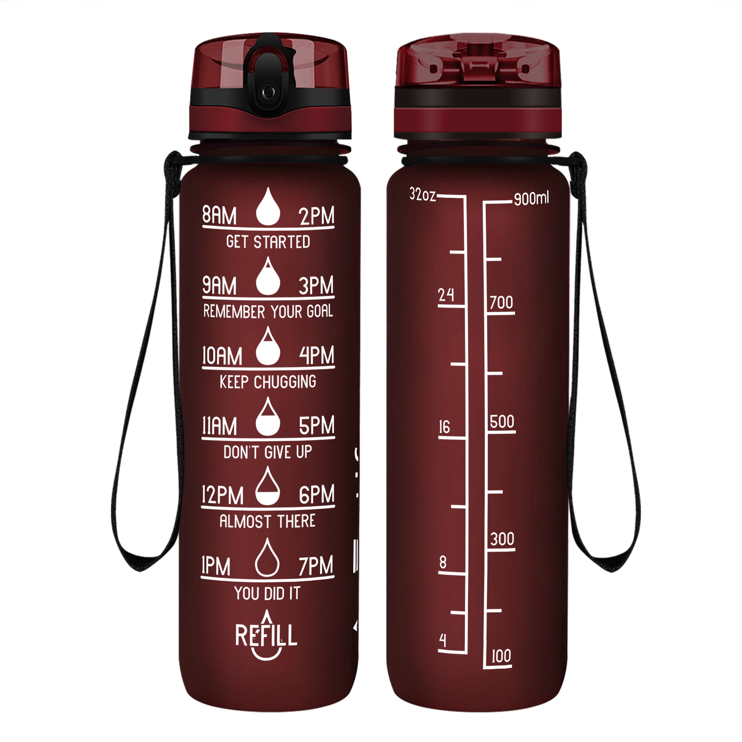 Cuptify Maroon Frosted Motivational Water Bottle