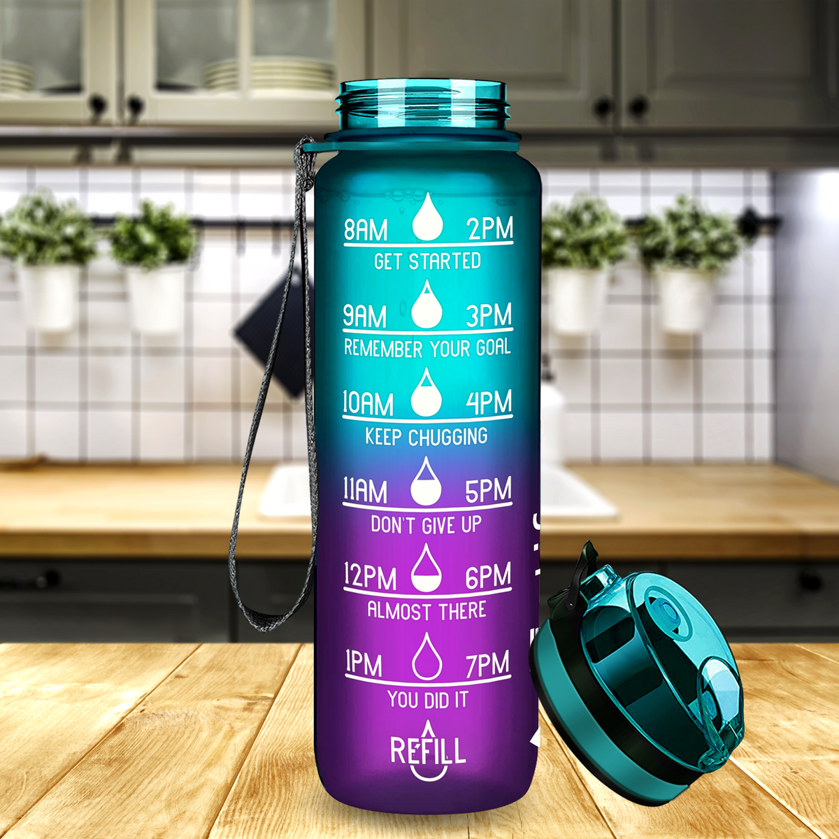 Cuptify Mermaid Frosted 32 oz Motivational Water Bottle