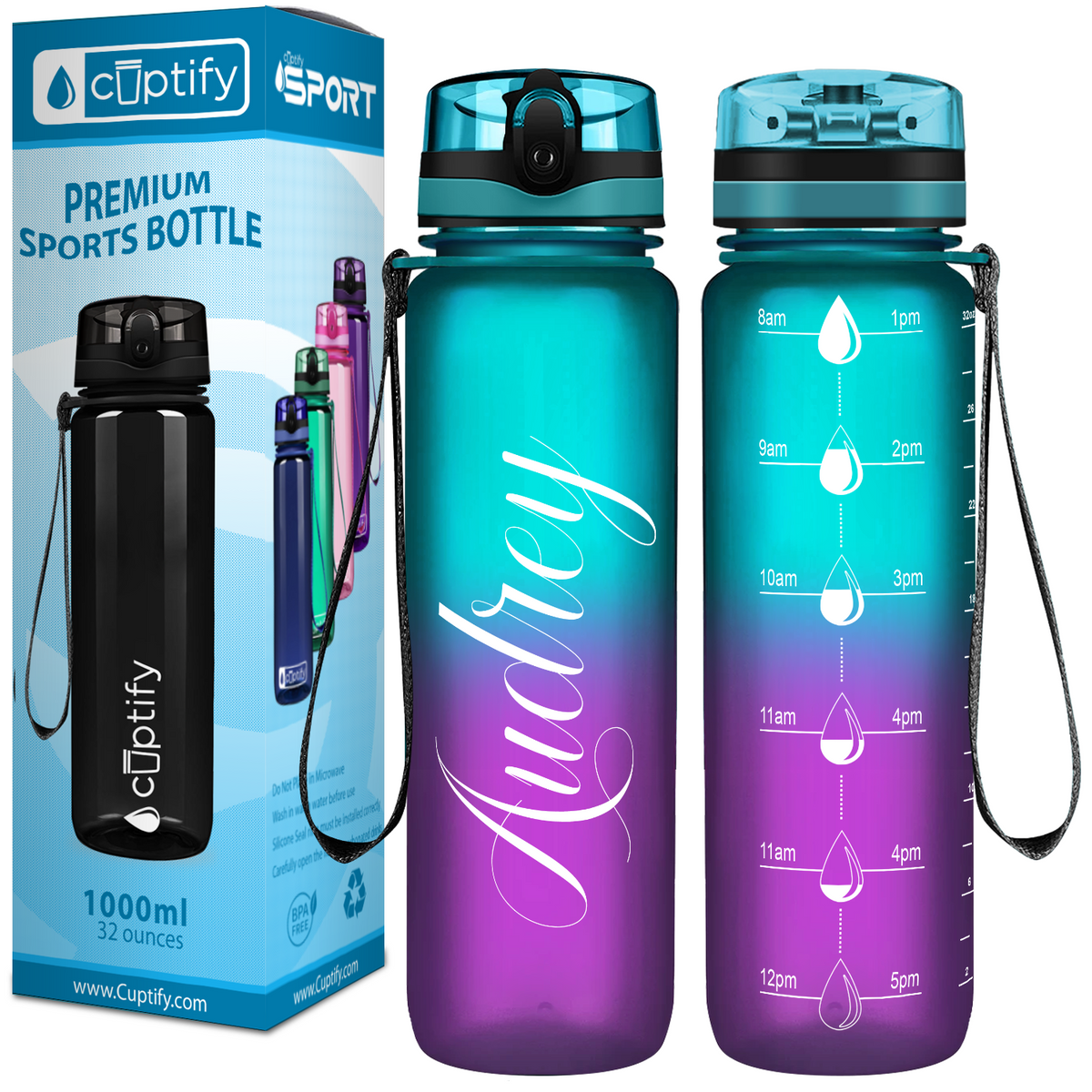 Personalized Mermaid Frosted 32 oz Water Bottle