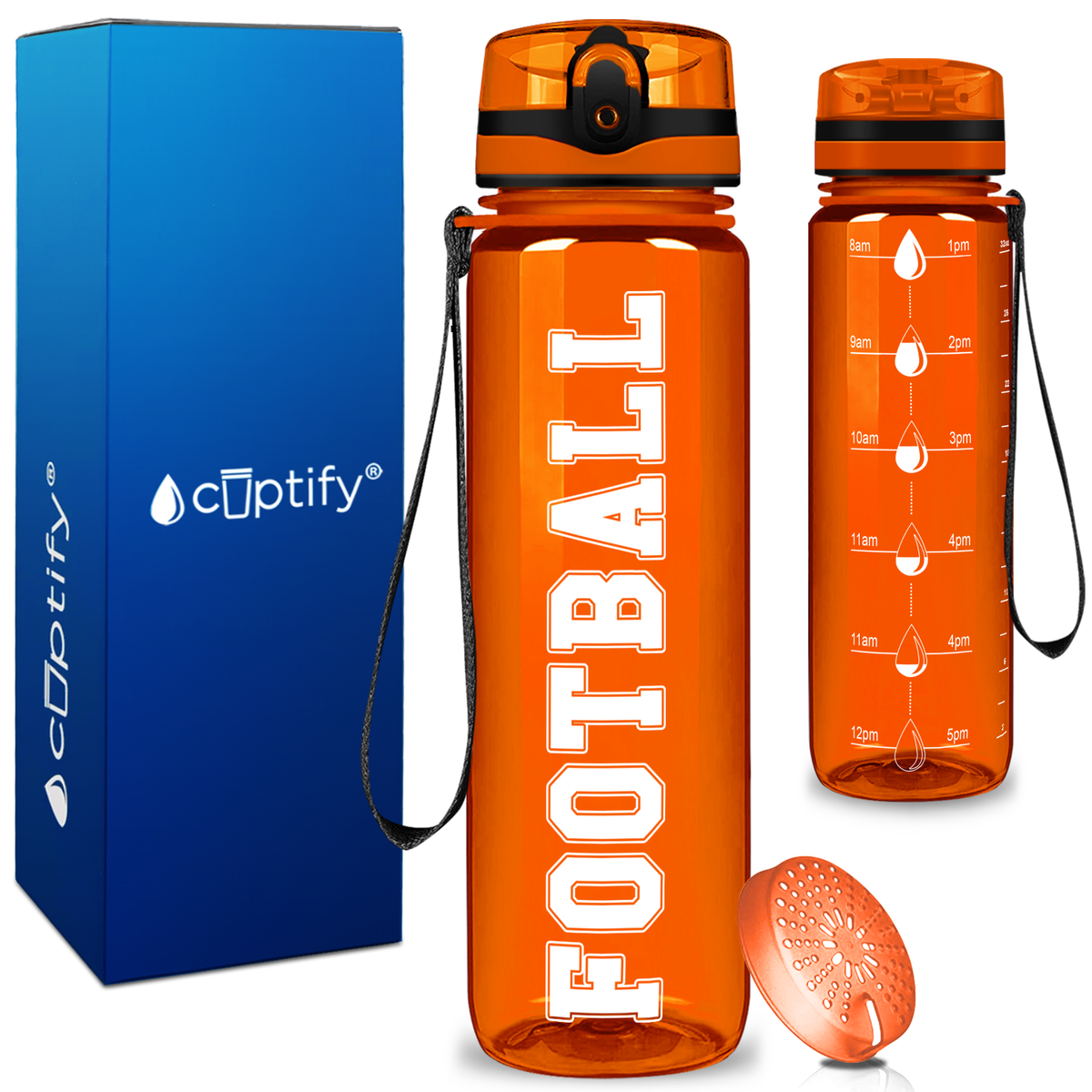 Football on 32 oz Motivational Tracking Water Bottle
