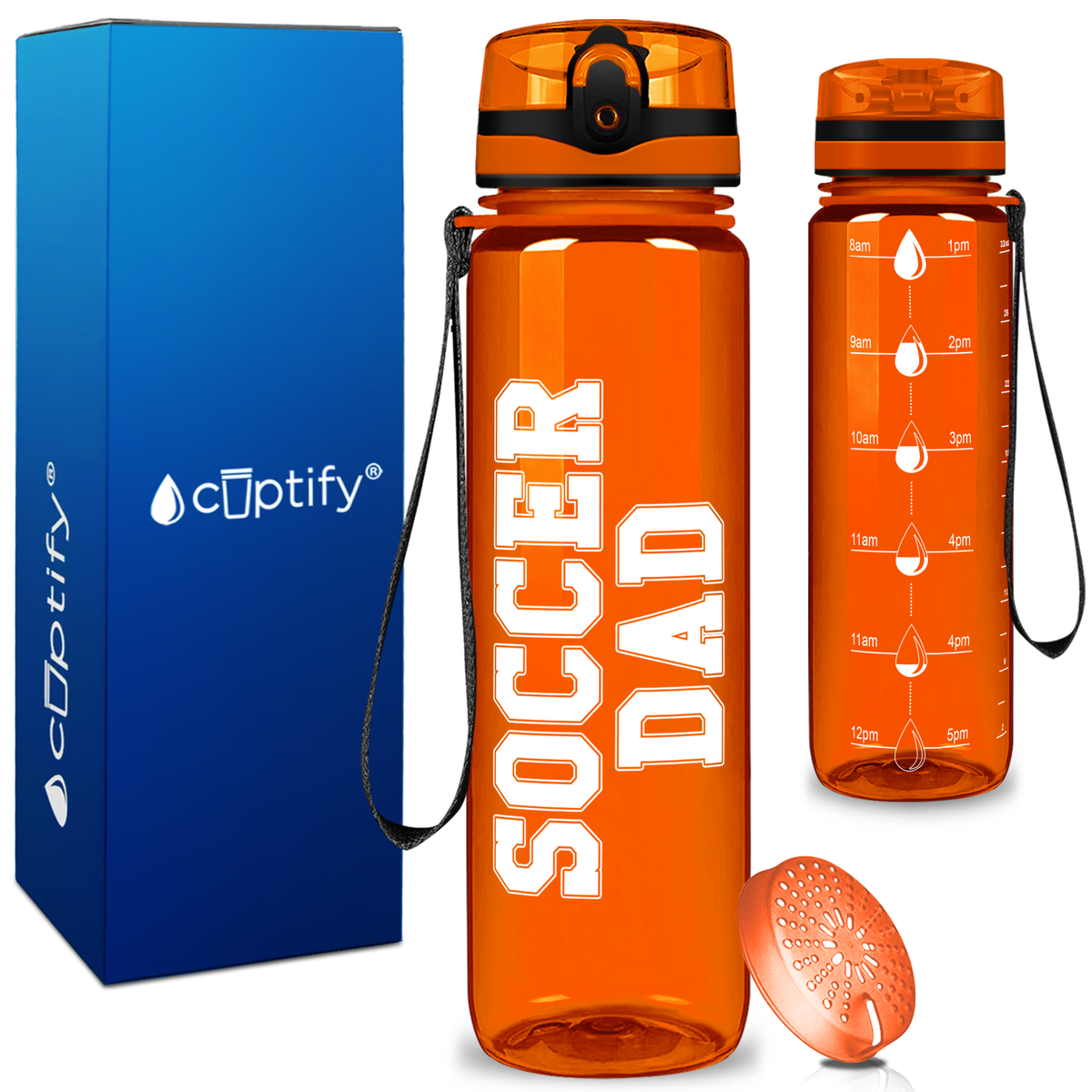 Soccer Dad on 32 oz Motivational Tracking Water Bottle