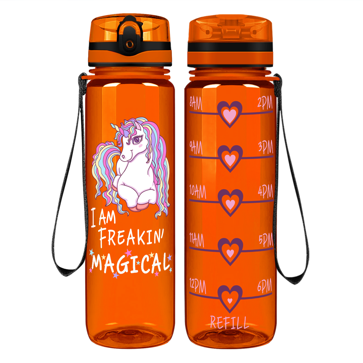 Freakin' Magical 32 oz Motivational Tracking Unicorn Water Bottle