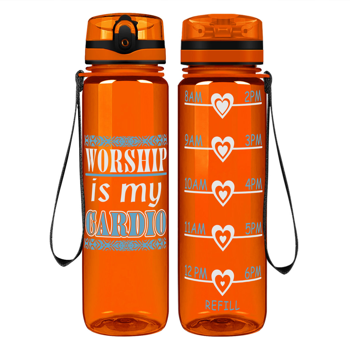 Worship Is My Cardio on 32 oz Motivational Tracking Water Bottle