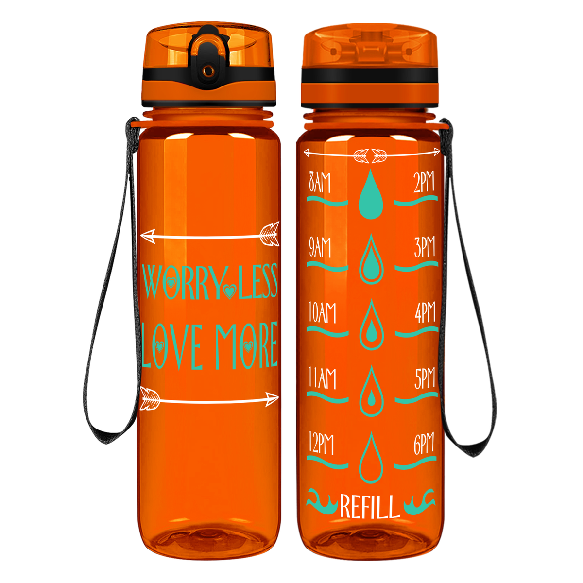 Love More Arrows on 32 oz Motivational Tracking Water Bottle