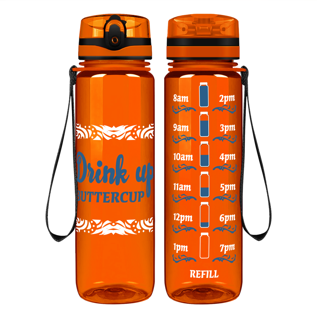 Tribal Buttercup on 32 oz Motivational Tracking Water Bottle