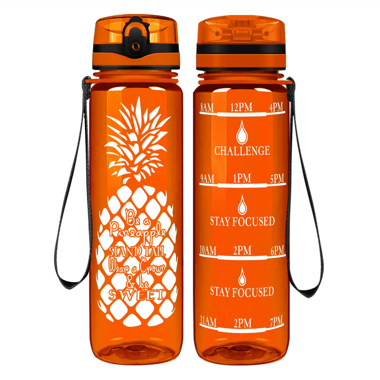 Pineapple Stand Tall on 32 oz Motivational Tracking Water Bottle
