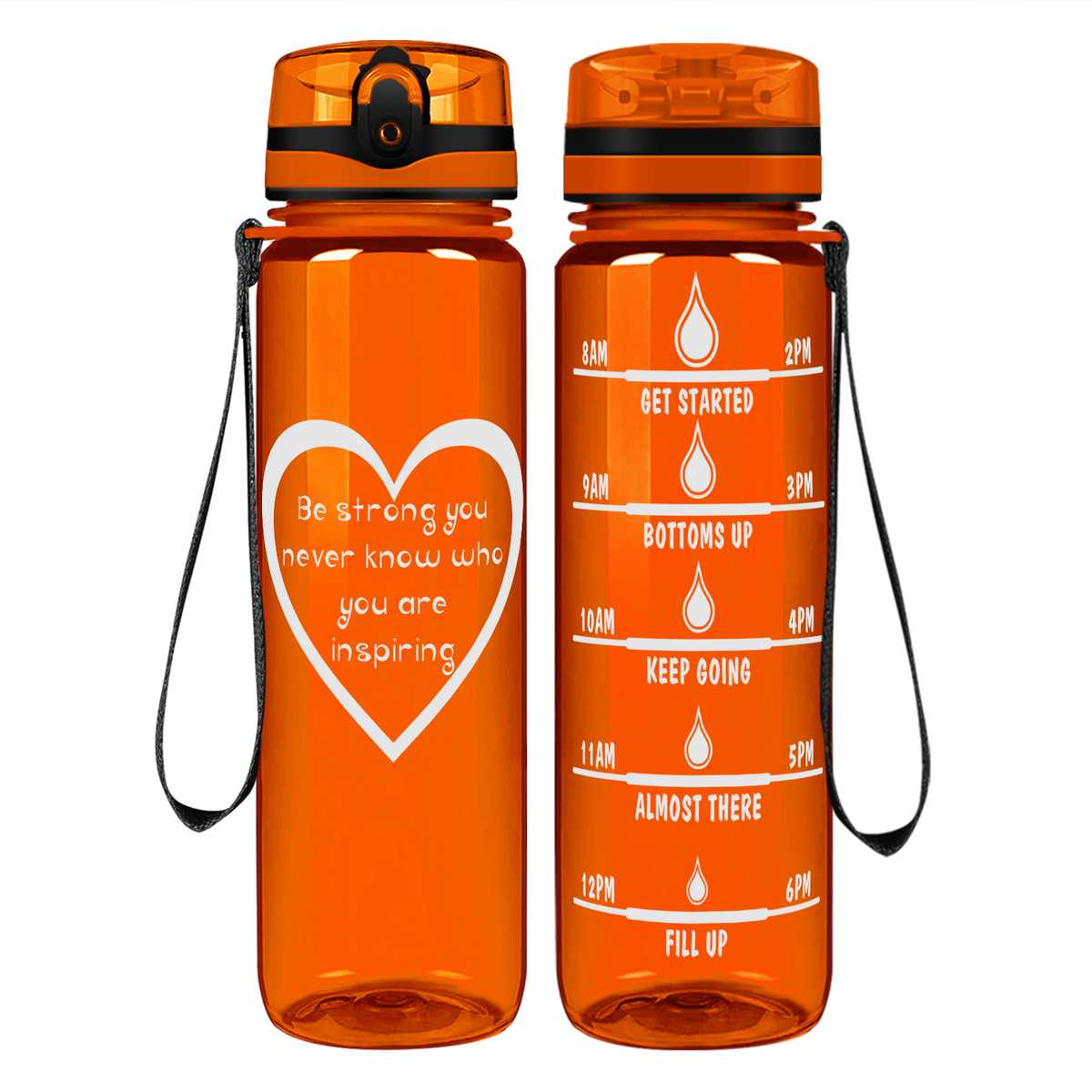 Heart You Are Inspiring on 32 oz Motivational Tracking Water Bottle