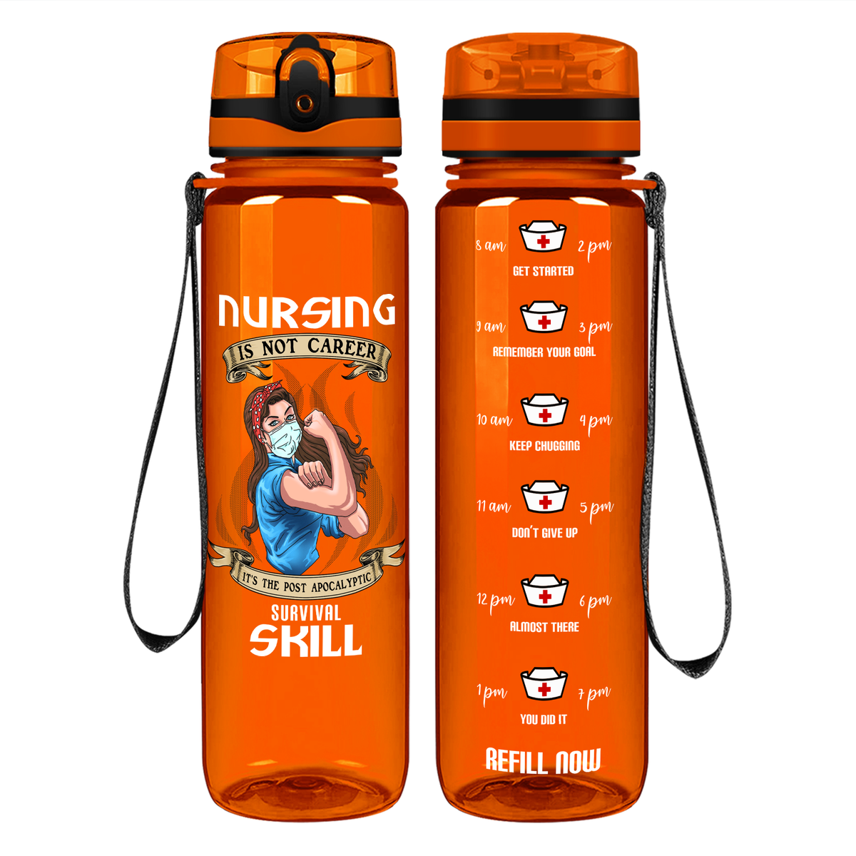 Survival Skill on 32oz Motivational Nurse Water Bottle