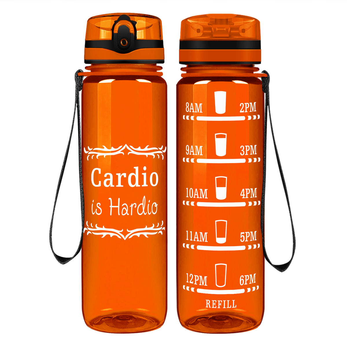 Cardio is Hardio on 32 oz Motivational Tracking Water Bottle