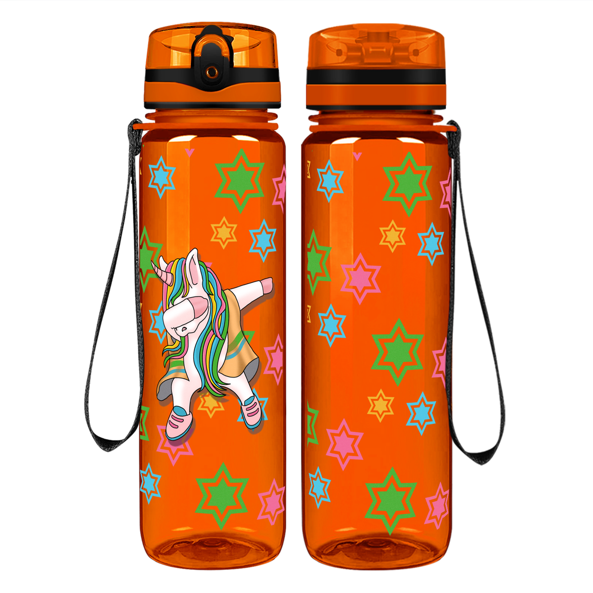 Dancing Unicorn on 32 oz Motivational Tracking Water Bottle