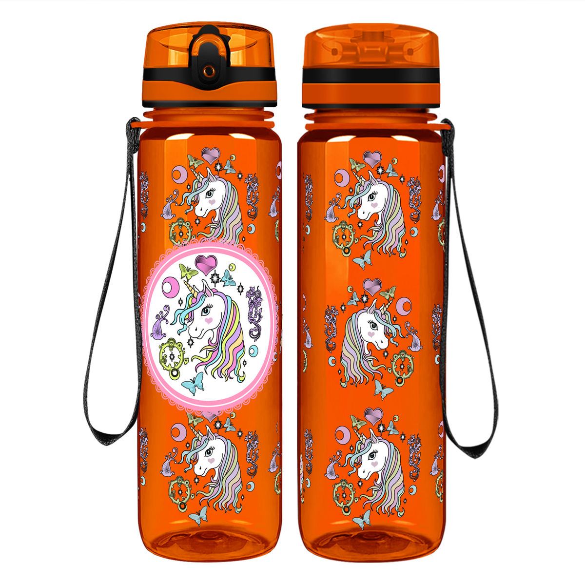 Pretty Unicorn on 32 oz Motivational Tracking Water Bottle
