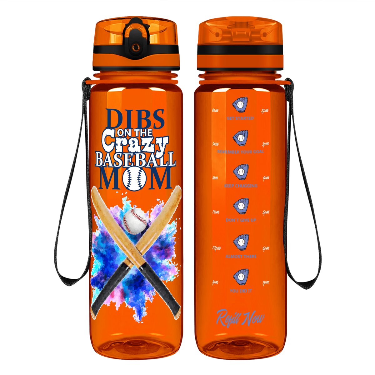 Dibs on the Baseball Mom on 32 oz Motivational Tracking Water Bottle