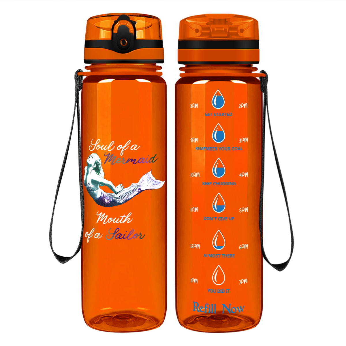 Soul of a Mermaid on 32 oz Motivational Tracking Water Bottle
