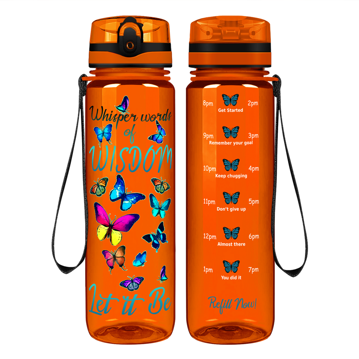 Whisper Words of Wisdom on 32 oz Motivational Tracking Water Bottle