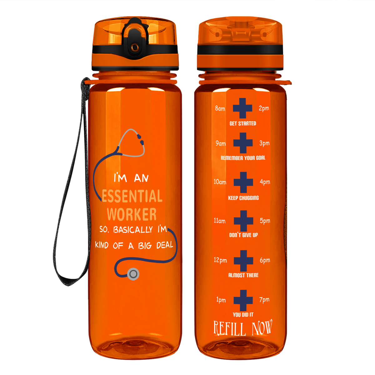 Essential Worker on 32oz Motivational Tracking Nurse Water Bottle