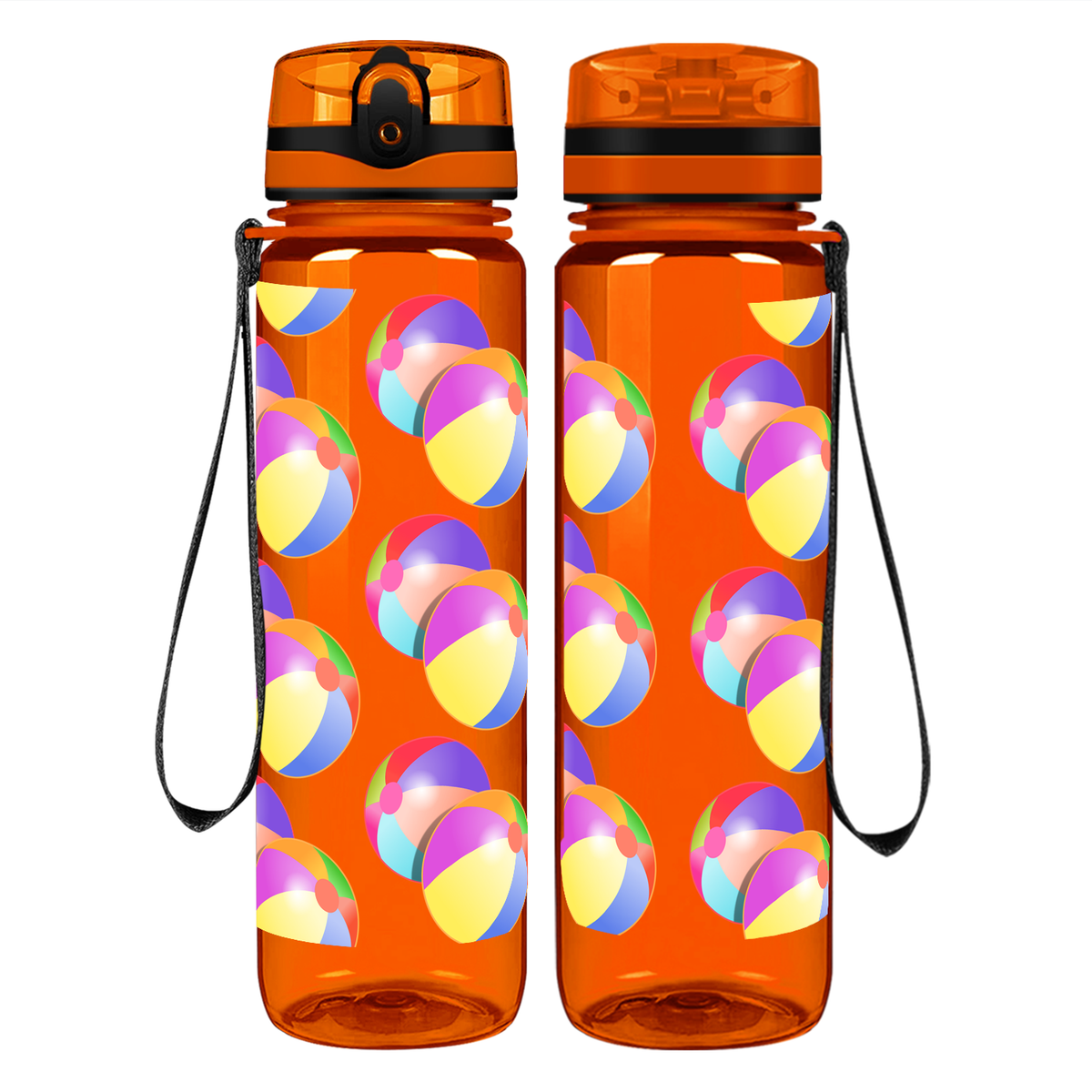 Beach Balls on 32 oz Motivational Tracking Water Bottle