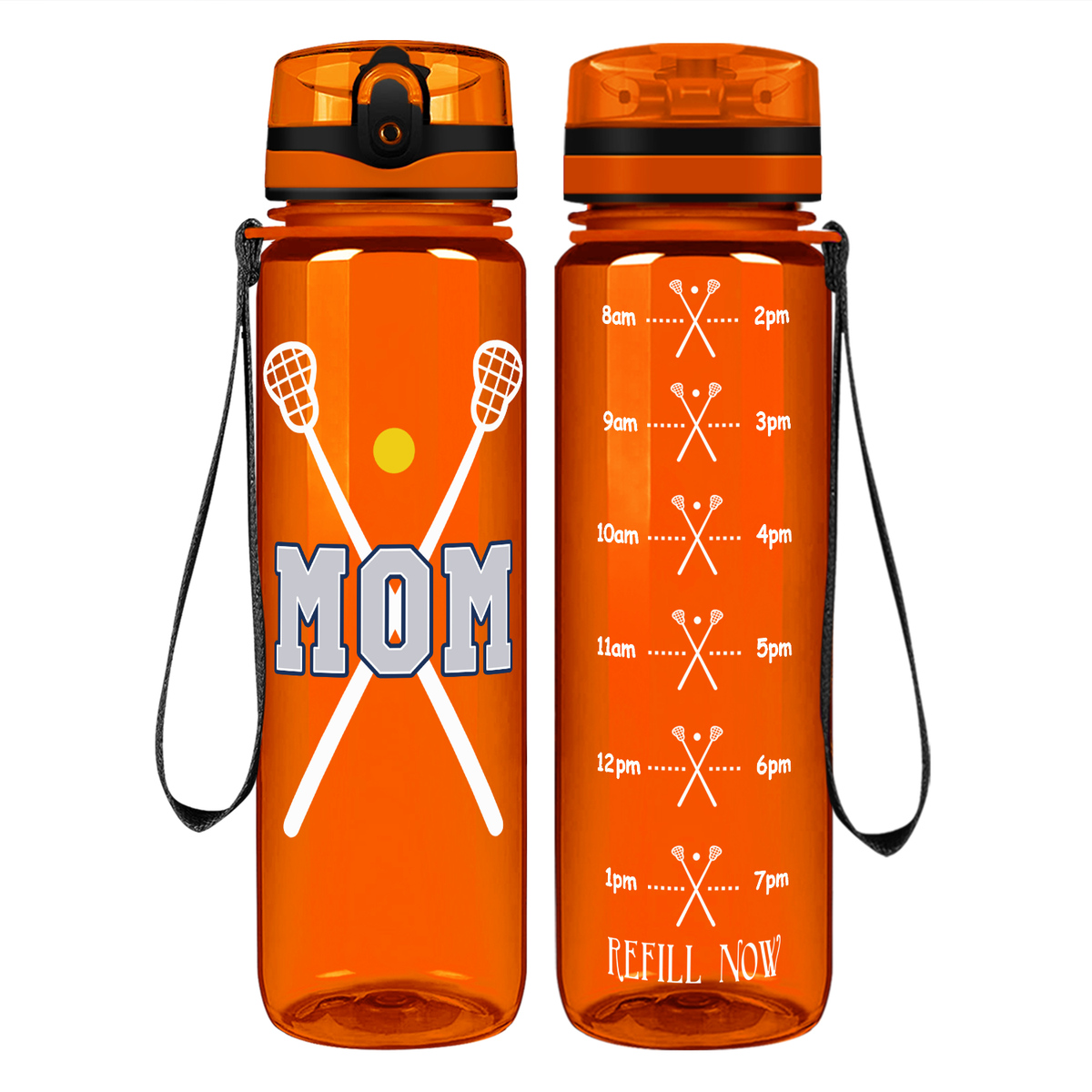 Mom Lacrosse Sticks on 32 oz Motivational Tracking Water Bottle