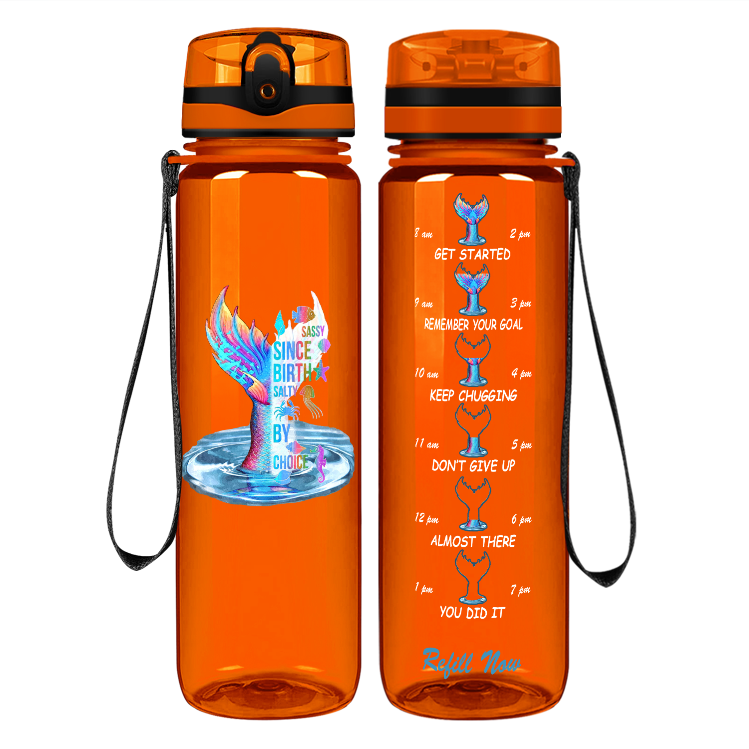 Personalized Sassy Since Birth Water Bottle Orange Gloss