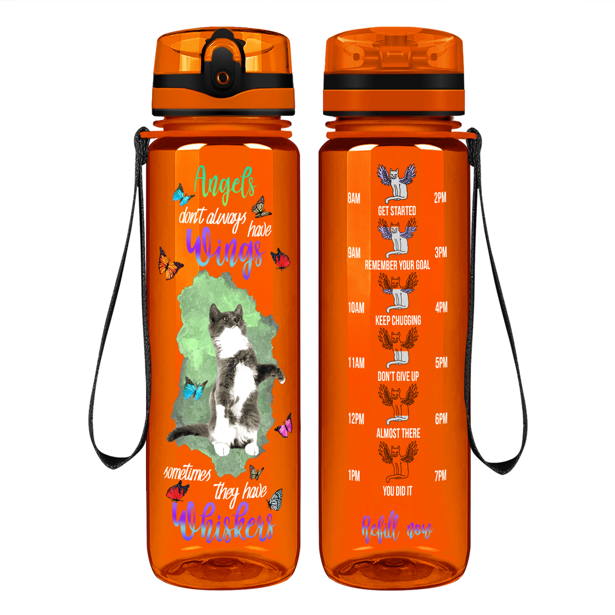 Angels Don't Always Have Wings on 32 oz Motivational Tracking Water Bottle