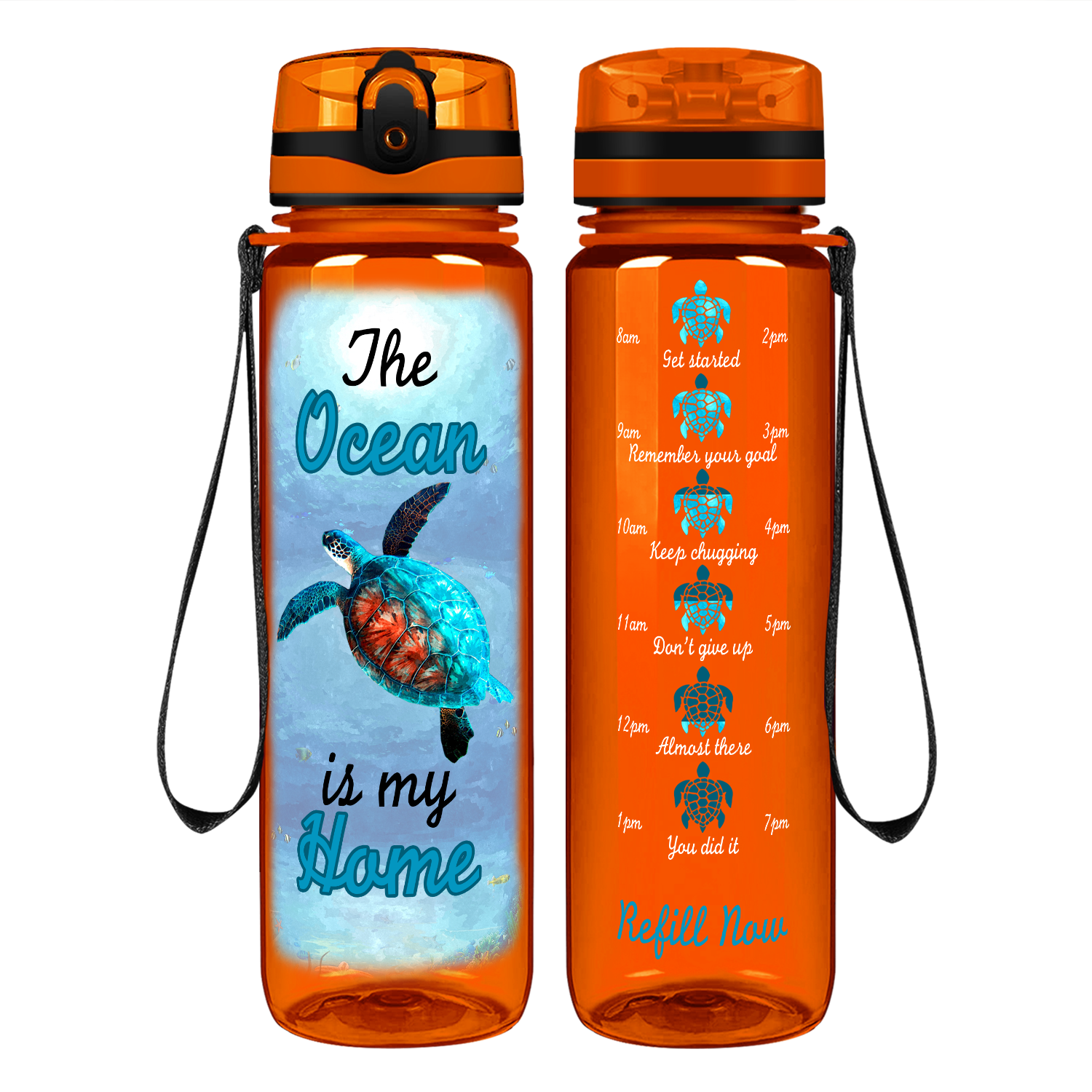 The Ocean Is My Home on 32 oz Motivational Tracking Water Bottle