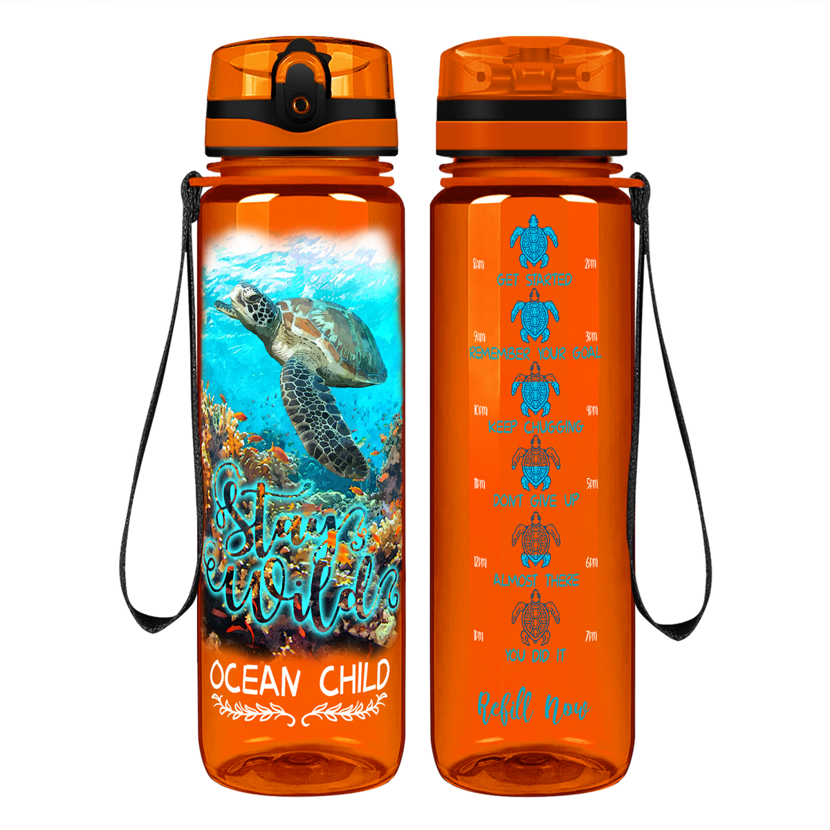 Stay Wild Ocean Child on 32 oz Motivational Tracking Water Bottle