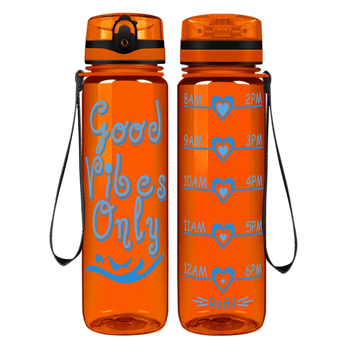 Good Vibes Only on 32 oz Motivational Tracking Water Bottle