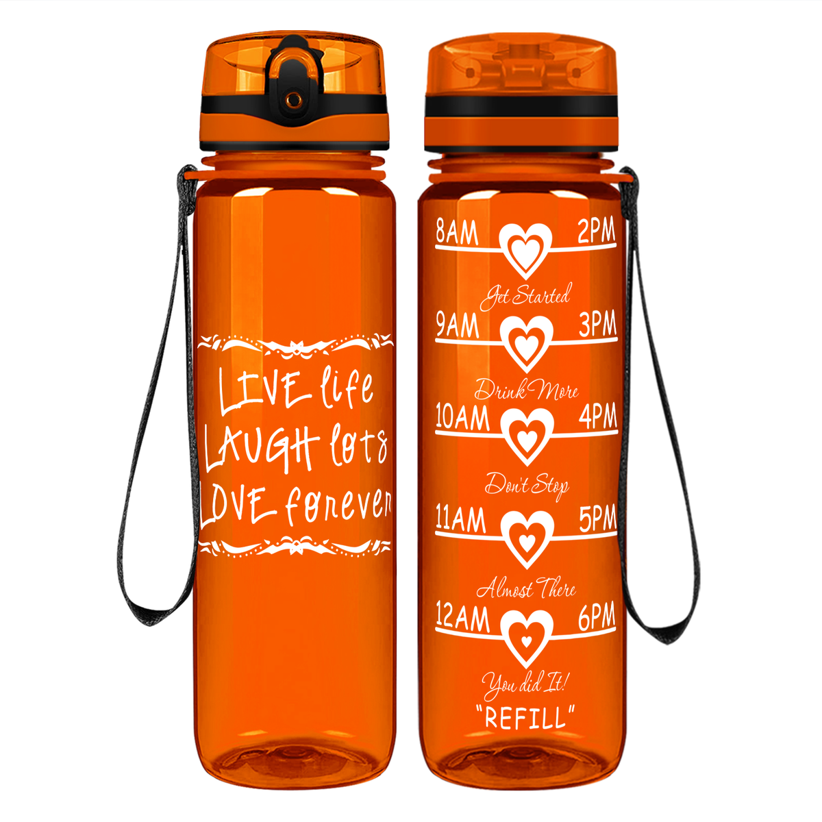 Live Life on 32 oz Motivational Tracking Water Bottle