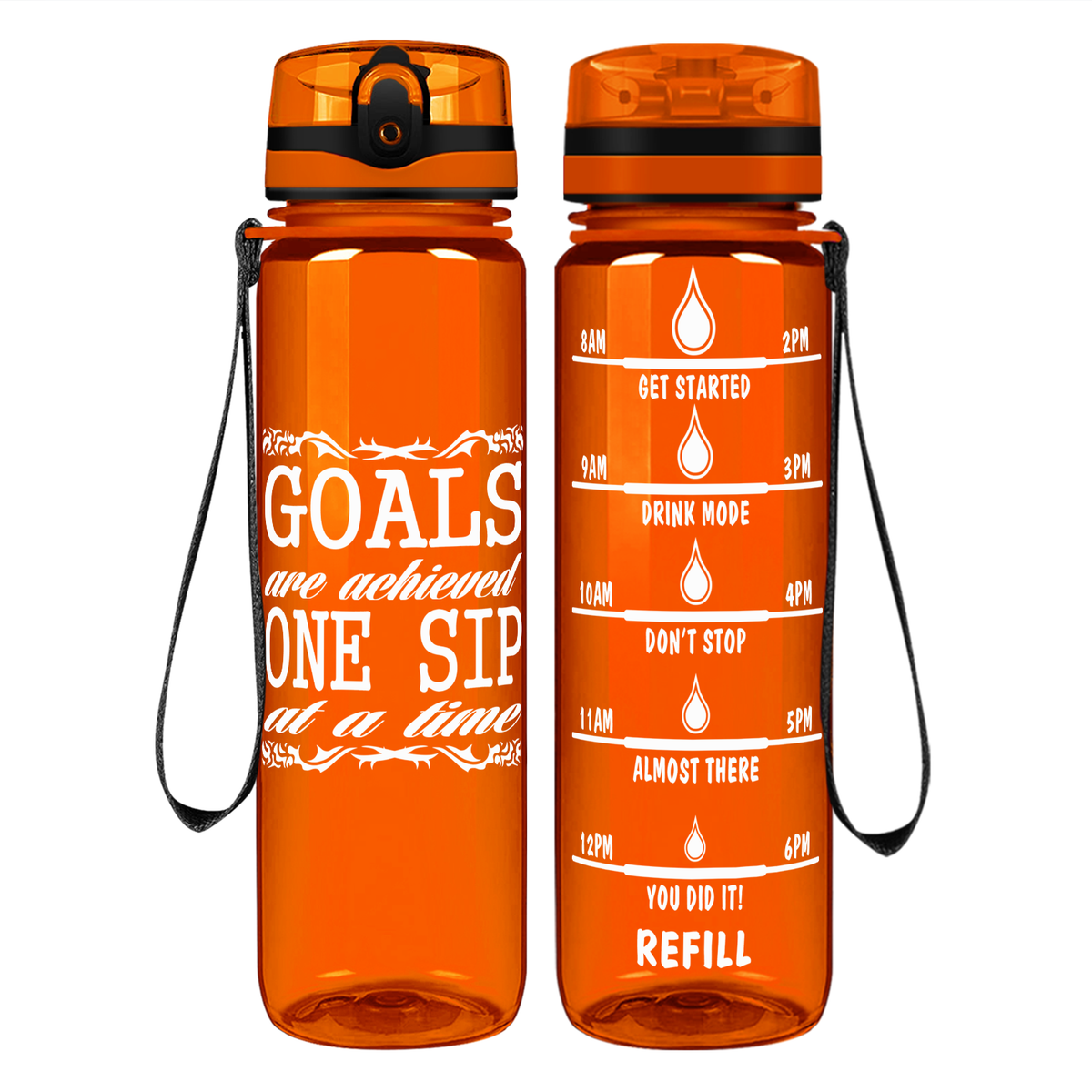 One Sip At A Time Goals on 32 oz Motivational Tracking Water Bottle