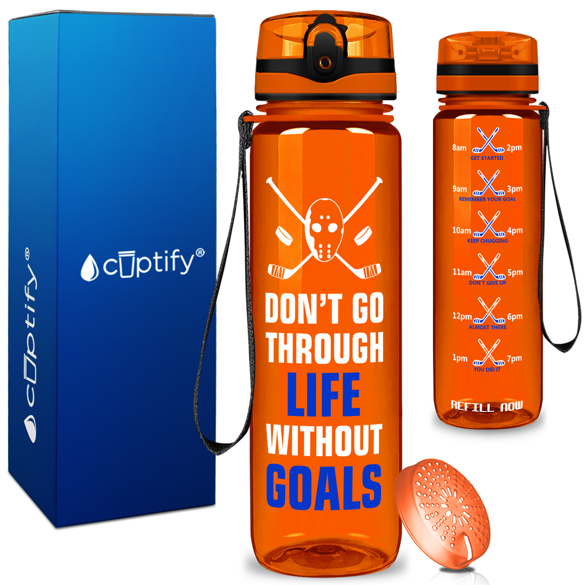 Personalized Dont Go Through Life on 32 oz Motivational Tracking Water Bottle