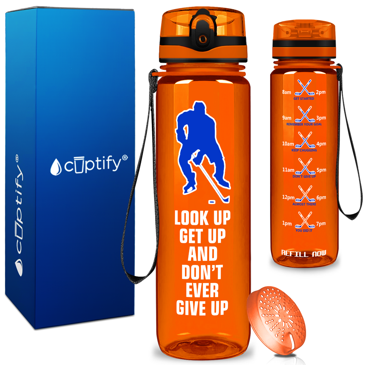 Personalized Look up Get Up on 32 oz Motivational Tracking Water Bottle