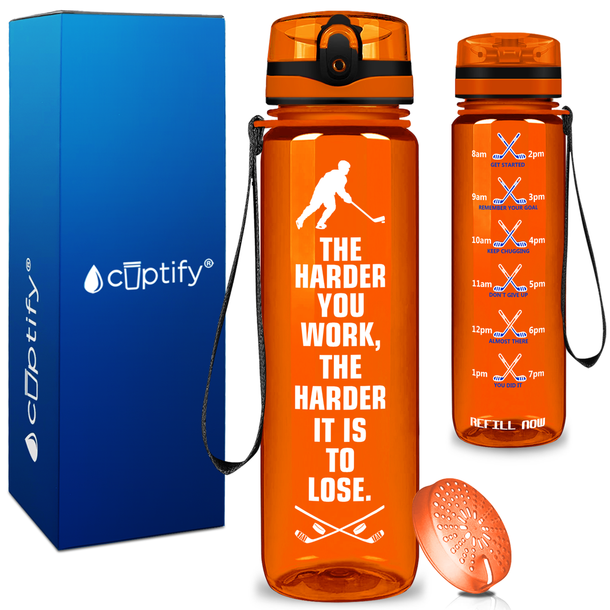 Personalized The Harder You Work on 32 oz Motivational Tracking Water Bottle