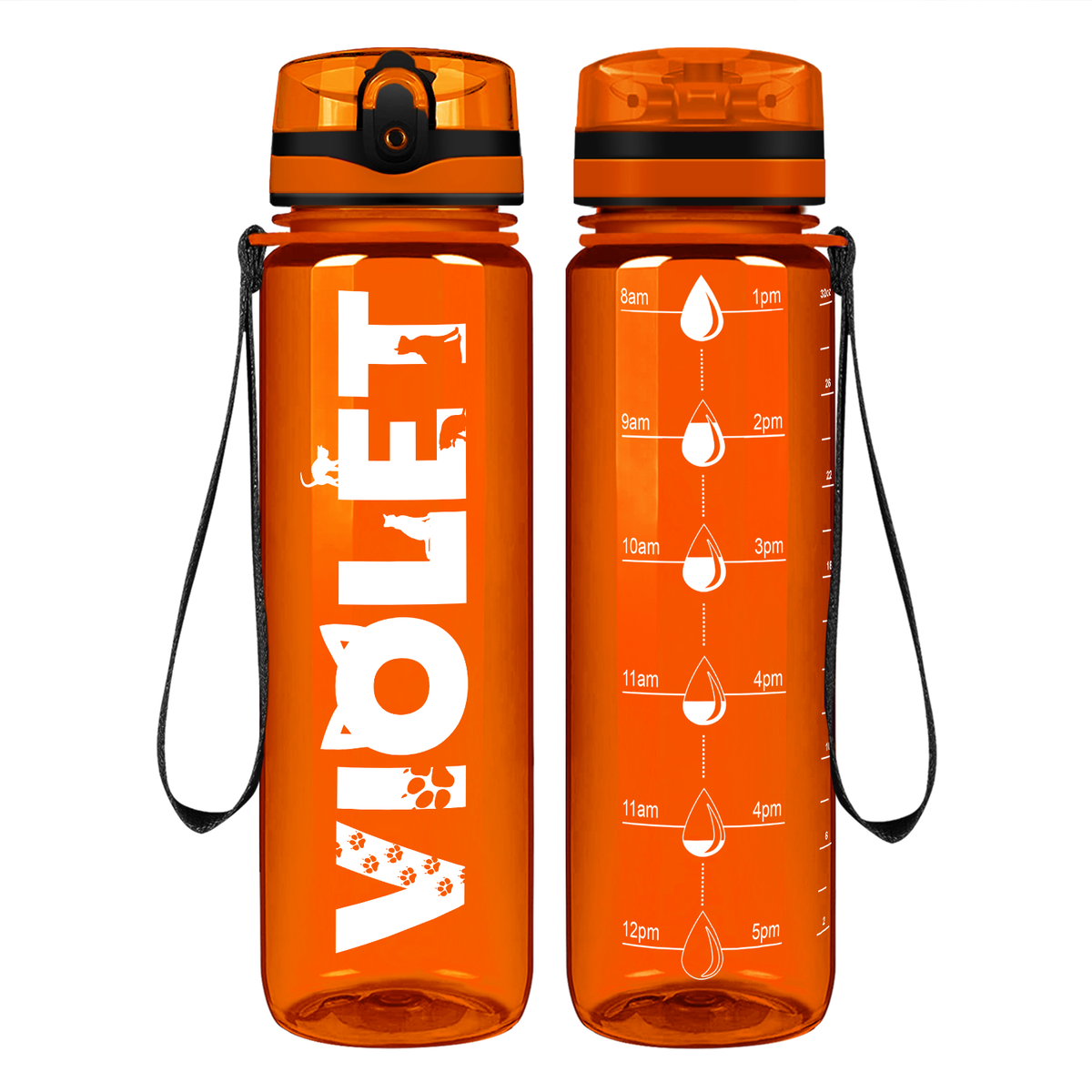 Personalized Girls on 32 oz Motivational Tracking Water Bottle