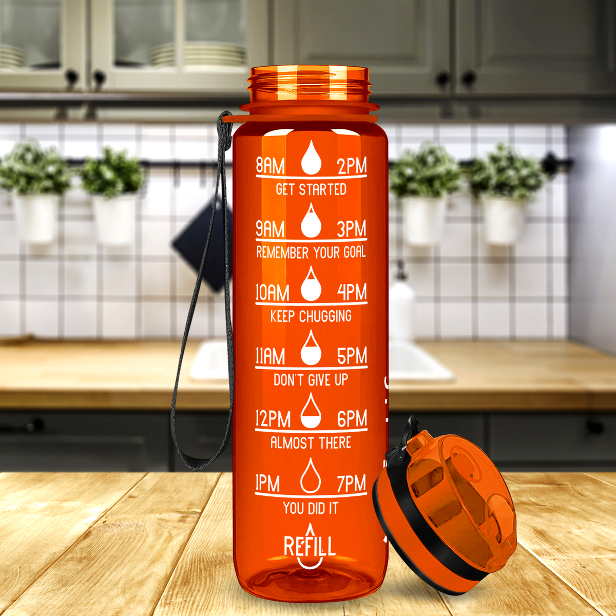 Cuptify Orange Gloss 32 oz Motivational Water Bottle