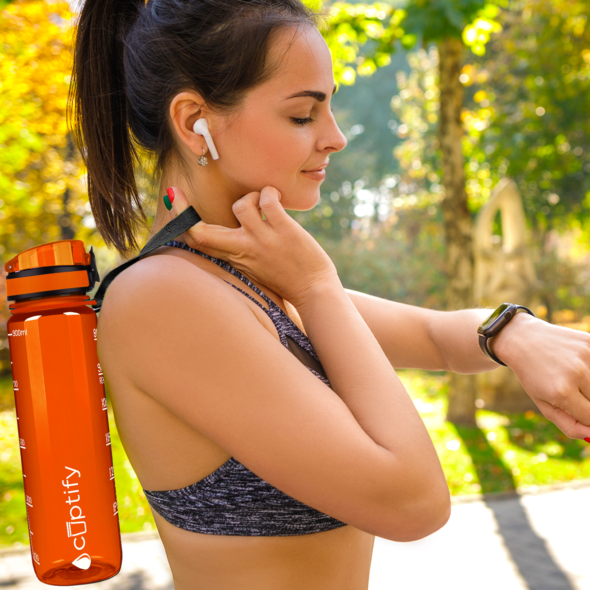 Cuptify Orange Gloss 32 oz Motivational Water Bottle
